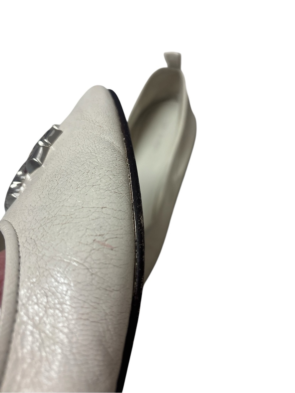 Tory Burch Eleanor Ivory Leather Logo Ballet Flats - Picture 6 of 6